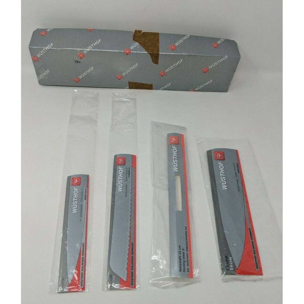 Wusthof Ikon Classic Knives CARDBOARD BOX & Set‎ of 4 WRAPPERS ONLY VTG See Desc